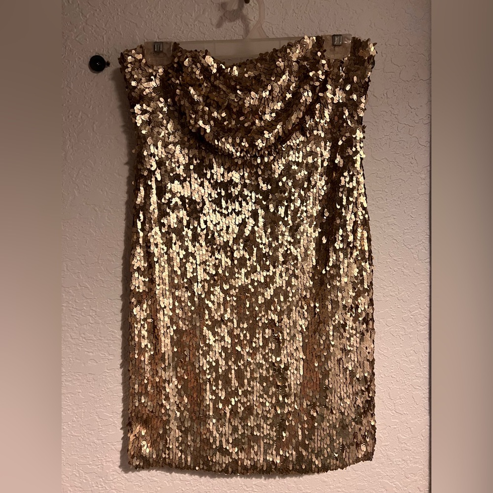 Barely Used Gold Sequined Sparkle & Fade Party Dress
